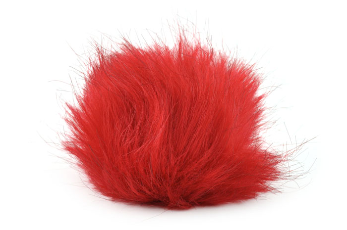 Faux Fur Pom With Loop-Red 